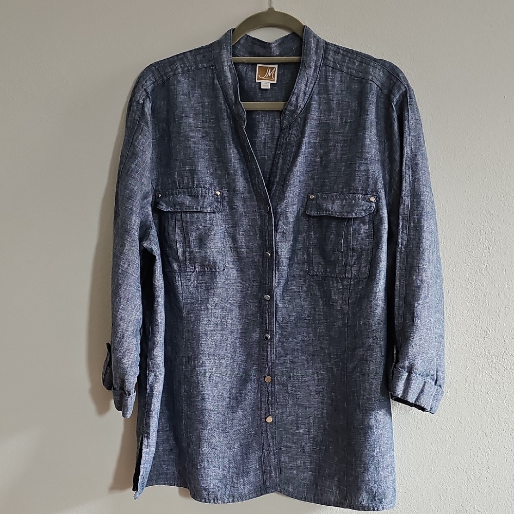 JM Collection Denim-Style Top - Picture 10 of 13